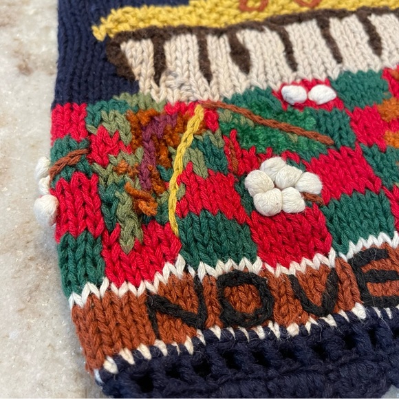 Vintage Hand Knit Embroidered Fall Winter Holiday Ugly Sweater Vest - Picture 9 of 13